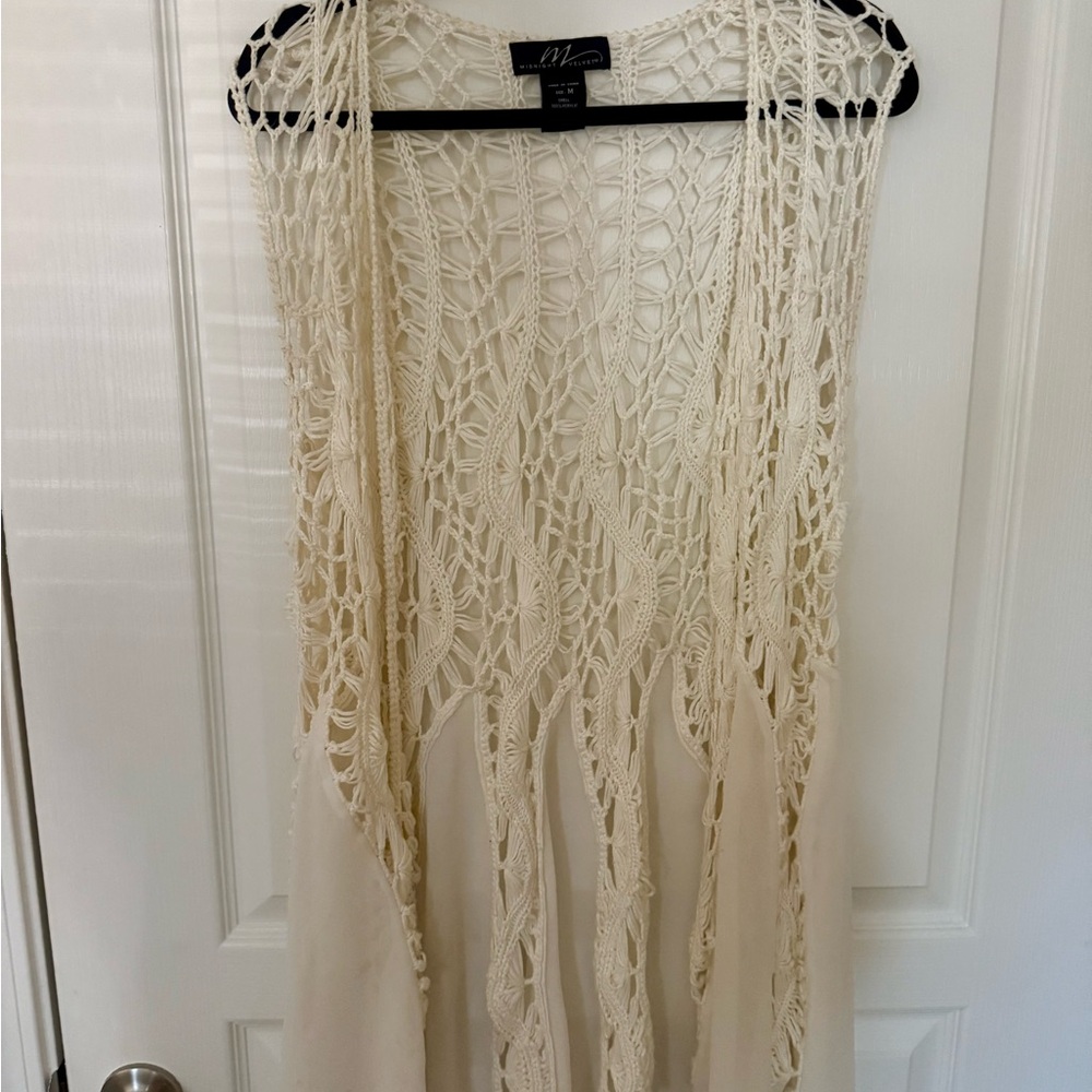 Midnight Velvet Cream Crochet Blouse